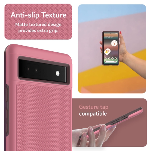DualShield Grip Designed for Google Pixel 6a Case, MergeGrip Shockproof Military Grade Dual Layer Slim Protective Case for Pixel 6a (Smokey Pink)
