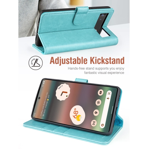 Compatible with Google Pixel 6A Case Wallet, PU Leather Flip Folio Case with Card Holders RFID Blocking Kickstand Shockproof TPU Inner Shell Phone