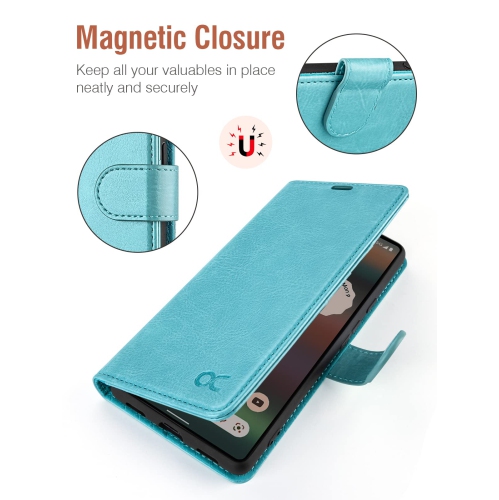 Compatible with Google Pixel 6A Case Wallet, PU Leather Flip Folio Case with Card Holders RFID Blocking Kickstand Shockproof TPU Inner Shell Phone