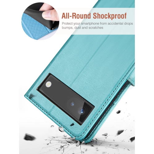 Compatible with Google Pixel 6A Case Wallet, PU Leather Flip Folio Case with Card Holders RFID Blocking Kickstand Shockproof TPU Inner Shell Phone