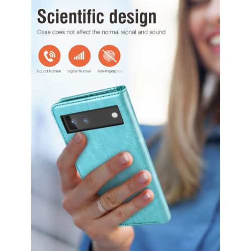 Compatible with Google Pixel 6A Case Wallet, PU Leather Flip Folio Case with Card Holders RFID Blocking Kickstand Shockproof TPU Inner Shell Phone