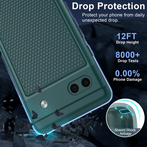 for Google Pixel 6a Phone Case: Dual Layer Protective Heavy Duty Cell Phone Cover Shockproof Rugged with Non Slip Textured Back - Military Drop