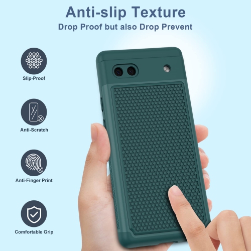 for Google Pixel 6a Phone Case: Dual Layer Protective Heavy Duty Cell Phone Cover Shockproof Rugged with Non Slip Textured Back - Military Drop