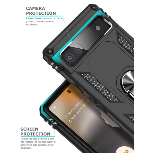 Ring Kickstand Phone Case for Pixel 6a,Heavy Duty Dual Layer Drop Protection Case for Google Pixel 6a,Hard Shell + Soft TPU + Ring Stand Fit Magnetic