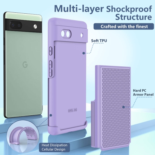 for Google Pixel 6a Phone Case: Dual Layer Protective Heavy Duty Cell Phone Cover Shockproof Rugged with Non Slip Textured Back - Military Drop