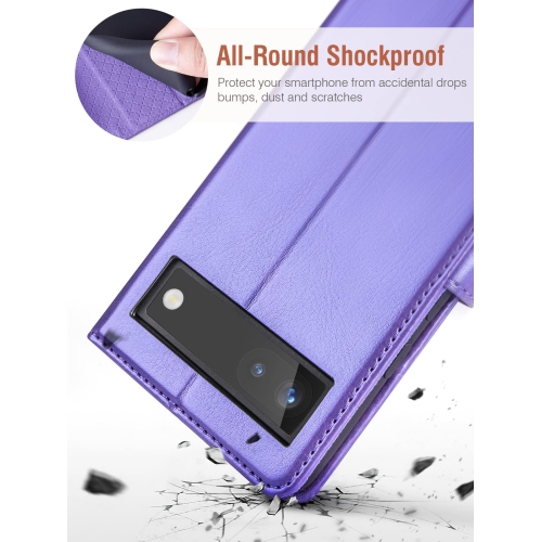 Google Pixel 6A Case Wallet, PU Leather Flip Folio Case with Card Holders RFID Blocking Kickstand Shockproof TPU Inner Shell Phone Cover 6.1 Inch 2022