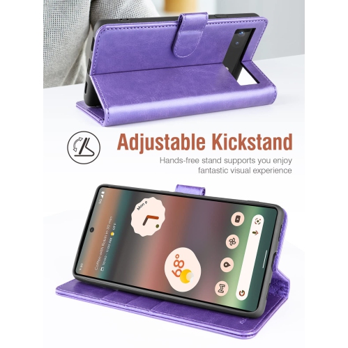 Google Pixel 6A Case Wallet, PU Leather Flip Folio Case with Card Holders RFID Blocking Kickstand Shockproof TPU Inner Shell Phone Cover 6.1 Inch 2022