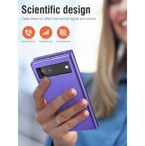 Google Pixel 6A Case Wallet, PU Leather Flip Folio Case with Card Holders RFID Blocking Kickstand Shockproof TPU Inner Shell Phone Cover 6.1 Inch 2022