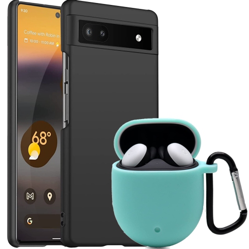 HLD  1+1 Pack Miimall Compatible Google Pixel 6A Case + Google Pixel Buds A-Series Case, Ultra-Thin PC Matte Texture Shockproof Phone Case \w Silicone
