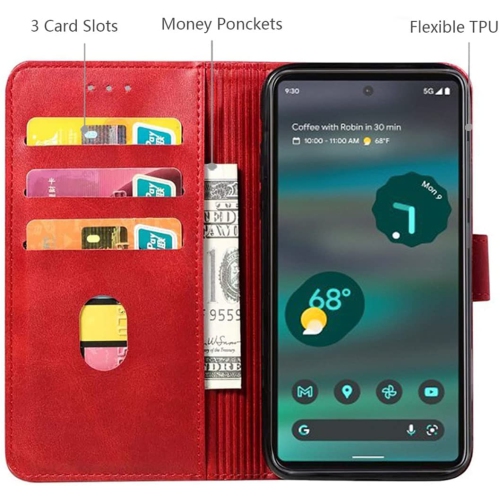Google Pixel 6A Case 5G, Google Pixel 6A Wallet Case Shockproof Flip Flap Foldable Magnetic Clasp Protective Pixel 6A Cover Case with Cash Credit