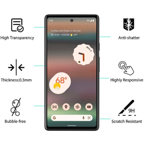 Case for Google&nbsp;Pixel&nbsp;6A with Screen Pretector Tempered Glass, Slim Soft TPU Shock-Absorption Protective Cover for