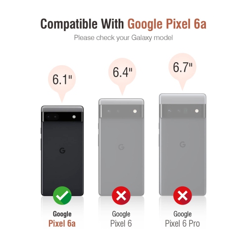 Étui folio à rabat en cuir pu pour Pixel 6A de Google avec porte-cartes béquille blocage RFID béquille en TPUR à l’intérieur pour téléphone 6.1 po