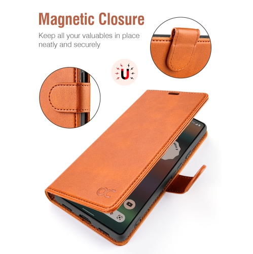 Étui folio à rabat en cuir pu pour Pixel 6A de Google avec porte-cartes béquille blocage RFID béquille en TPUR à l’intérieur pour téléphone 6.1 po