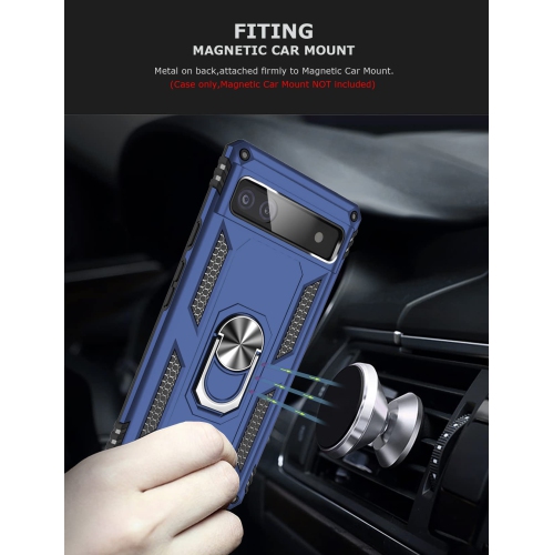Ring Kickstand Phone Case for Pixel 6a,Heavy Duty Dual Layer Drop Protection Case for Google Pixel 6a,Hard Shell + Soft TPU + Ring Stand Fit Magnetic