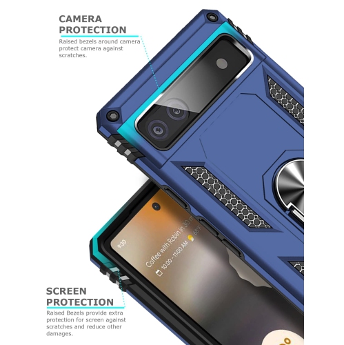 Ring Kickstand Phone Case for Pixel 6a,Heavy Duty Dual Layer Drop Protection Case for Google Pixel 6a,Hard Shell + Soft TPU + Ring Stand Fit Magnetic