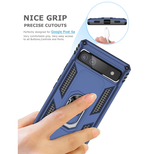 Ring Kickstand Phone Case for Pixel 6a,Heavy Duty Dual Layer Drop Protection Case for Google Pixel 6a,Hard Shell + Soft TPU + Ring Stand Fit Magnetic