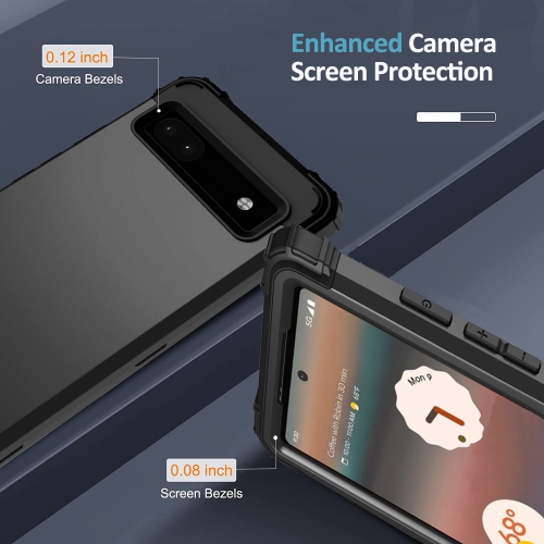 Google Pixel 6A Case, Soft Silicone Rubber & PC Back Cover + Hard Bumper Three Layer Heavy Duty Shockproof Protective Case for Google Pixel 6A