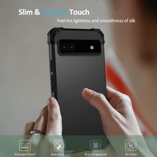 Google Pixel 6A Case, Soft Silicone Rubber & PC Back Cover + Hard Bumper Three Layer Heavy Duty Shockproof Protective Case for Google Pixel 6A