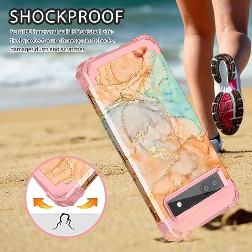 Google Pixel 6A Case, Heavy Duty Shockproof Protection Hard Plastic+Silicone Rubber Hybrid 3 in 1 Drop Protective Case for Google Pixel 6A Orange