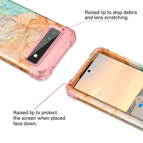 Google Pixel 6A Case, Heavy Duty Shockproof Protection Hard Plastic+Silicone Rubber Hybrid 3 in 1 Drop Protective Case for Google Pixel 6A Orange