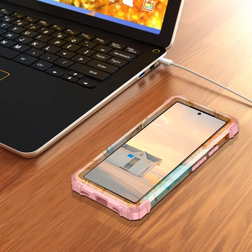 Google Pixel 6A Case, Heavy Duty Shockproof Protection Hard Plastic+Silicone Rubber Hybrid 3 in 1 Drop Protective Case for Google Pixel 6A Orange