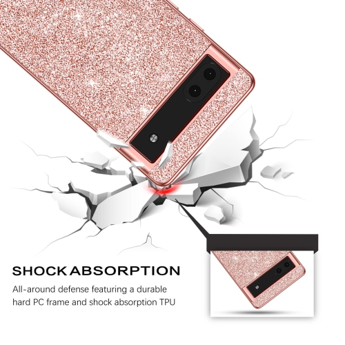 Pixel 6a Case, Google Pixel 6a Case Glitter Bling Sparkle Shockproof Protective Hybrid Hard PC Soft TPU Bumper Protection Slim Cute Women Girls Case