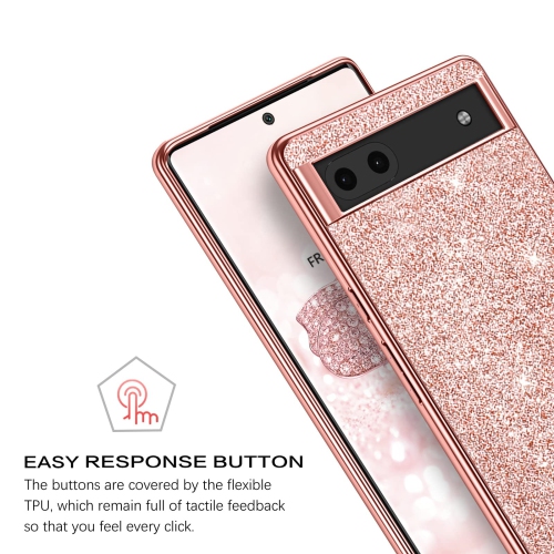 Pixel 6a Case, Google Pixel 6a Case Glitter Bling Sparkle Shockproof Protective Hybrid Hard PC Soft TPU Bumper Protection Slim Cute Women Girls Case