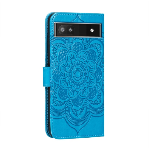 Mandala Case for Google Pixel 6A, Premium Leather Case Wallet with Card Slots Magnetic Stand Protective Cover Ultra Slim Case with Lanyard,Embossed