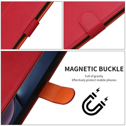 Google Pixel 6a Case Wallet Genuine Leather Flip with Anti-Theft RFID Blocking Kickstand Strong Magnetic Clasp Closure Cash Credit Card Slots