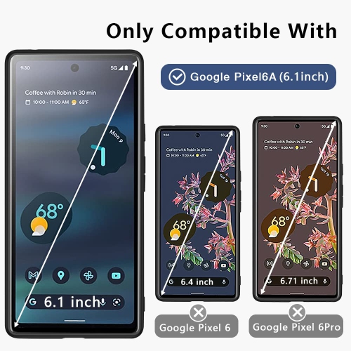 Google Pixel 6A Case Drop Protective Thin Dual Layer Shockproof Bumper Cases Full Body Rugged Hard PC Back Anti-Scratch Microfiber Surface with Grip