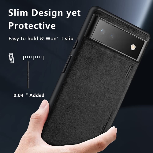 Google Pixel 6A Case Drop Protective Thin Dual Layer Shockproof Bumper Cases Full Body Rugged Hard PC Back Anti-Scratch Microfiber Surface with Grip