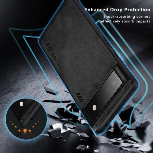 Google Pixel 6A Case Drop Protective Thin Dual Layer Shockproof Bumper Cases Full Body Rugged Hard PC Back Anti-Scratch Microfiber Surface with Grip