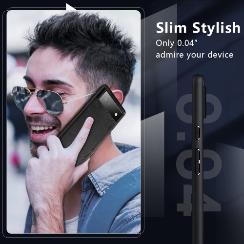 Google Pixel 6A Case Drop Protective Thin Dual Layer Shockproof Bumper Cases Full Body Rugged Hard PC Back Anti-Scratch Microfiber Surface with Grip