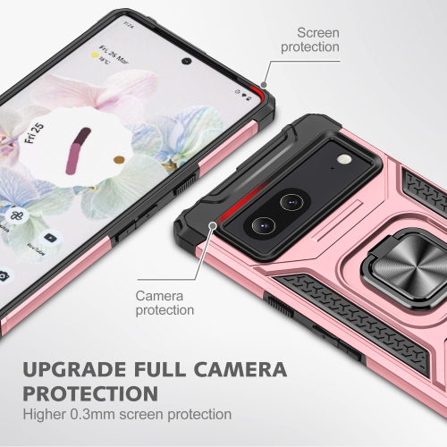 Heavy Duty Ring Kickstand Case for Google Pixel 6a, Military Grade Shockproof Protective with Rotatable Ring Phone Cover for Google Pixel 6a