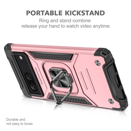 Heavy Duty Ring Kickstand Case for Google Pixel 6a, Military Grade Shockproof Protective with Rotatable Ring Phone Cover for Google Pixel 6a