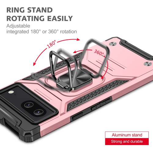 Heavy Duty Ring Kickstand Case for Google Pixel 6a, Military Grade Shockproof Protective with Rotatable Ring Phone Cover for Google Pixel 6a