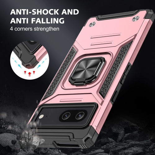 Heavy Duty Ring Kickstand Case for Google Pixel 6a, Military Grade Shockproof Protective with Rotatable Ring Phone Cover for Google Pixel 6a