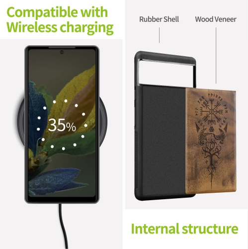 Wood Case for Pixel 6a Case 2022 Natural Wood & Black Soft TPU Shockproof Protective Cover Unique & Classy Wooden Case Compatible with Google Pixel