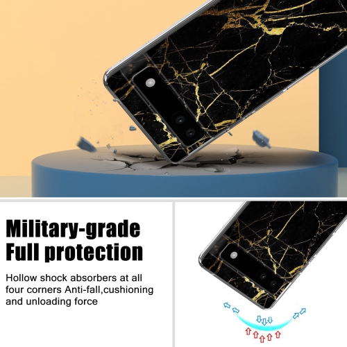 Phone Case for Google Pixel 6A with Gold Marble Flexible Design for Women Girls,Full-Body Protection Soft TPU Slim Case Skin Compatible with Google