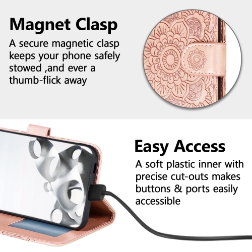 Mandala Case for Google Pixel 6A, Premium Leather Case Wallet with Card Slots Magnetic Stand Protective Cover Ultra Slim Case with Lanyard,Embossed