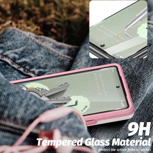 5 in 1 for Google Pixel 6A 5G Phone Case, Ring Kickstand Case with Screen Protector and Camera Lens Protector for Google Pixel 6A 5G, Drop Protection