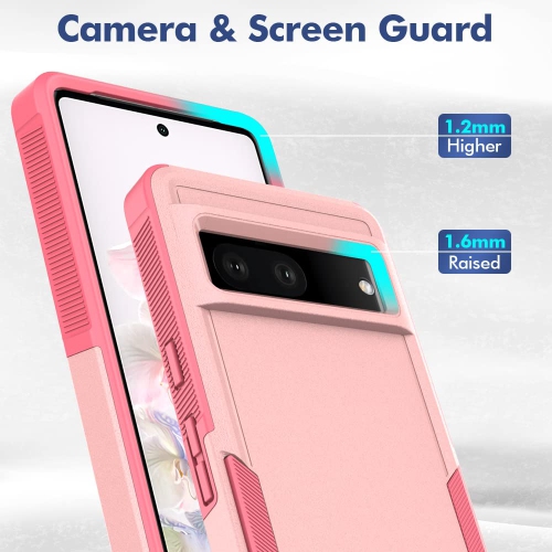 Case for Google Pixel 6A 5G, Commuter Phone Case Military Grade 2 in 1 Shockproof Rugged Protective, Heavy Duty Cover for Pixel 6A 5G Pink(Without