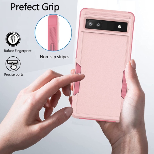 Case for Google Pixel 6A 5G, Commuter Phone Case Military Grade 2 in 1 Shockproof Rugged Protective, Heavy Duty Cover for Pixel 6A 5G Pink(Without