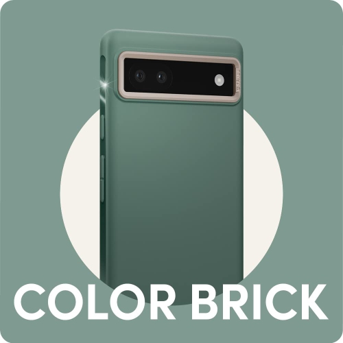 Color Brick Compatible with Pixel 6a Case 5G, Dust-Resistant Silicone-Feel TPU with Protective PC Camera Ring - Kale