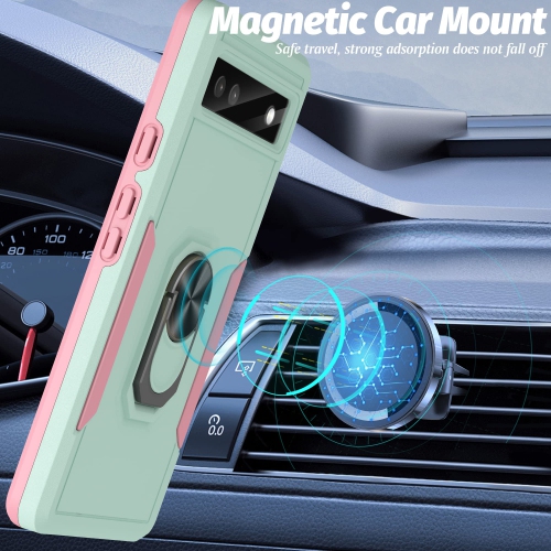 5 in 1 for Google Pixel 6A 5G Phone Case, Ring Kickstand Case with Screen Protector and Camera Lens Protector for Google Pixel 6A 5G, Drop Protection