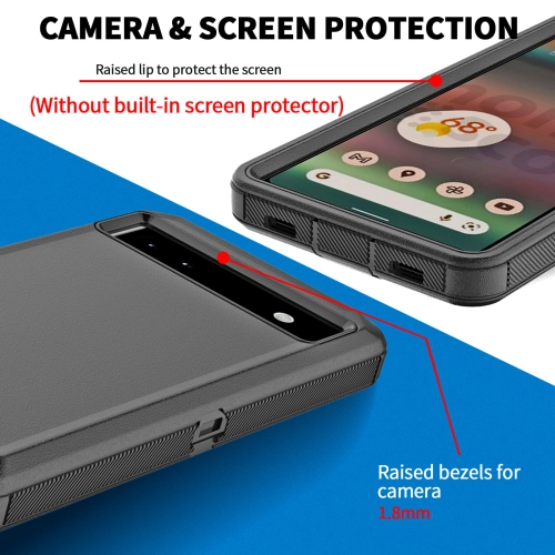 Case for Google Pixel 6a 5G, Pixel 6a Phone Case Heavy Duty Shockproof Dustproof Rugged Defender Protective, 3 in 1 Bumper Cover for Google