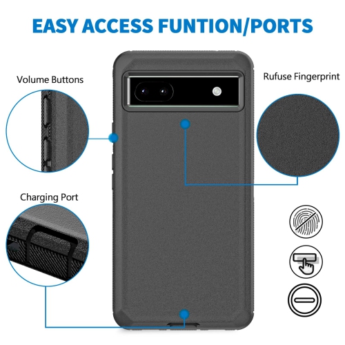 Case for Google Pixel 6a 5G, Pixel 6a Phone Case Heavy Duty Shockproof Dustproof Rugged Defender Protective, 3 in 1 Bumper Cover for Google