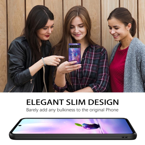 Google Pixel 6a Case, Glow in The Dark Nebula Galaxy Space Design Slim Hybrid Hard PC Cover Anti Slip Shockproof Full Body Protective Case for Google