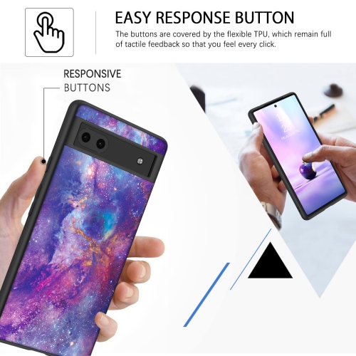 Google Pixel 6a Case, Glow in The Dark Nebula Galaxy Space Design Slim Hybrid Hard PC Cover Anti Slip Shockproof Full Body Protective Case for Google