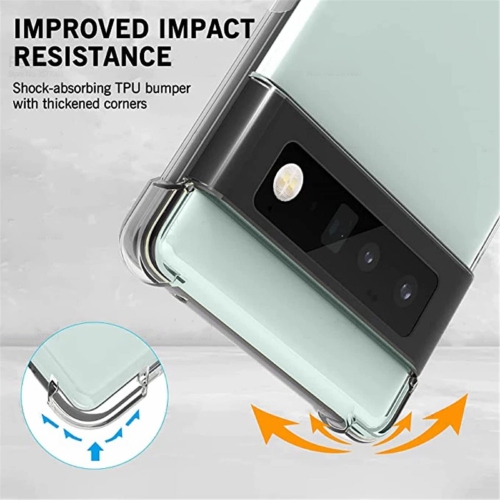 Crystal Clear Case for Google Pixel 6A 2022 with Tempered Glass Screen Pretector, Flexible Ultra Slim Transparent Full Protective Sleeve Case with